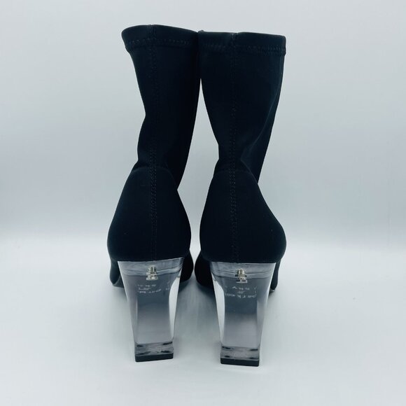 Parker & Sky Heels Womens Size 8 Black Boot Clear Heel Booties Stretch Open Toe - Picture 7 of 11